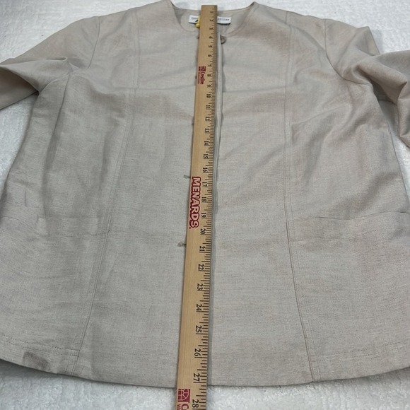Valerie Stevens Petites Linen khaki blend button down blazer jacket 8P - Picture 6 of 9